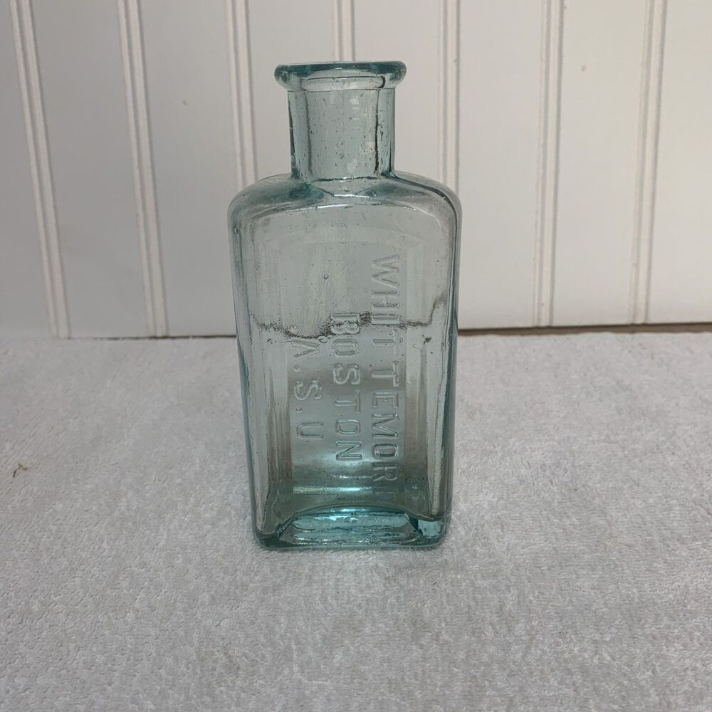 RARE Antique 1890s Whittemore Boston Mass Embossed Bottle 5.5” Backwards USA—ASU